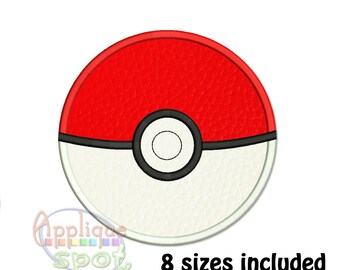 Pokeball Pokemon <8 sizes included 2x3, 3x3, 4x4, 5x7, 6x10, 7x12, 8x8, 9x9> Applique Design Embroidery Machine -Instant Download File