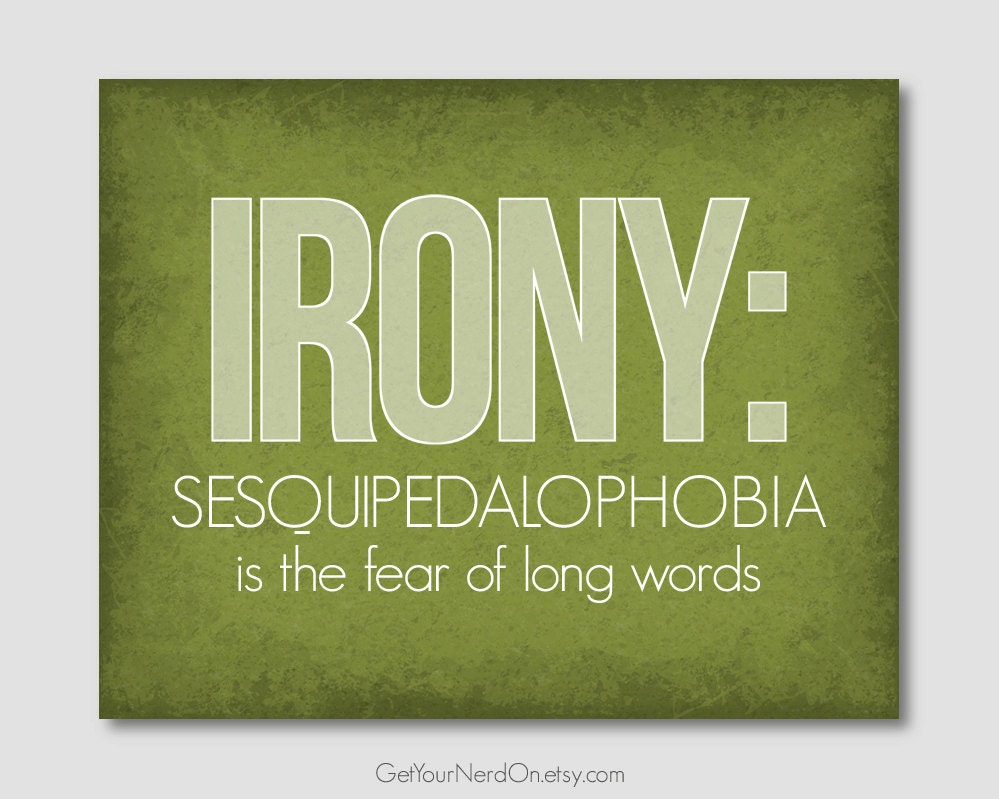 Funny Irony Poster Grammar Nerd Humor Gifts for Teacher