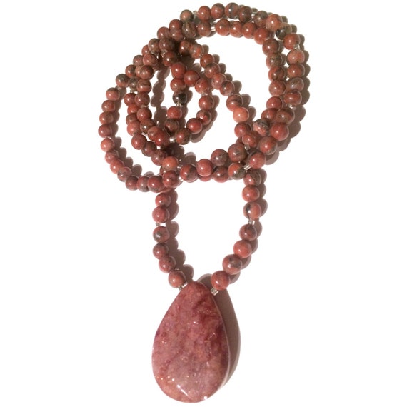 Rust Colored Necklace with Stone Pendant