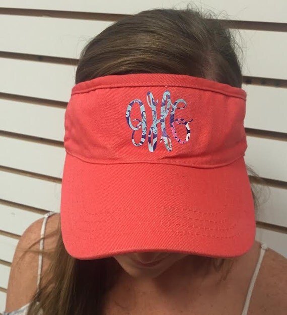 Coral Visor Hat with Lilly Inspired Monogram