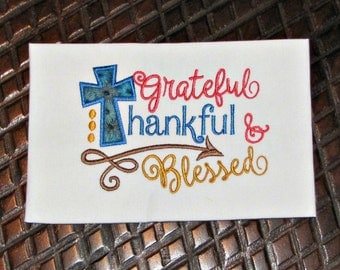 Grateful Thankful Blessed Fall Applique Embroidery Designs