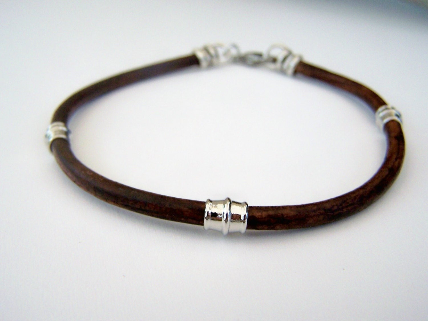 Natural Tan Anklet Mens Leather Bracelet Ankle Bracelet 4mm