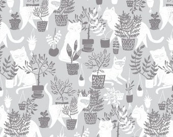 SALE Windowsill Cats Fabric Half Yard, or By-The-Yard; SRR610; Novelty Fabric; Cat Fabric; Dear Stella | Rae Ritchie; City Life