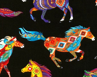 Southwest Horses Fabric Fat Quarter, Third Yard, Half Yard, or By The Yard; C5160; Timeless Treasures; Southwest; Quilt, Apparel, Decor