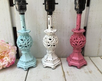TABLE LAMP/CHALK Paint/You Pick Color/Small Lamp/Decorative Lamp/Distressed/Cottage chic decor/Nursery/Painted Lamp/Shabby decor/Home Decor