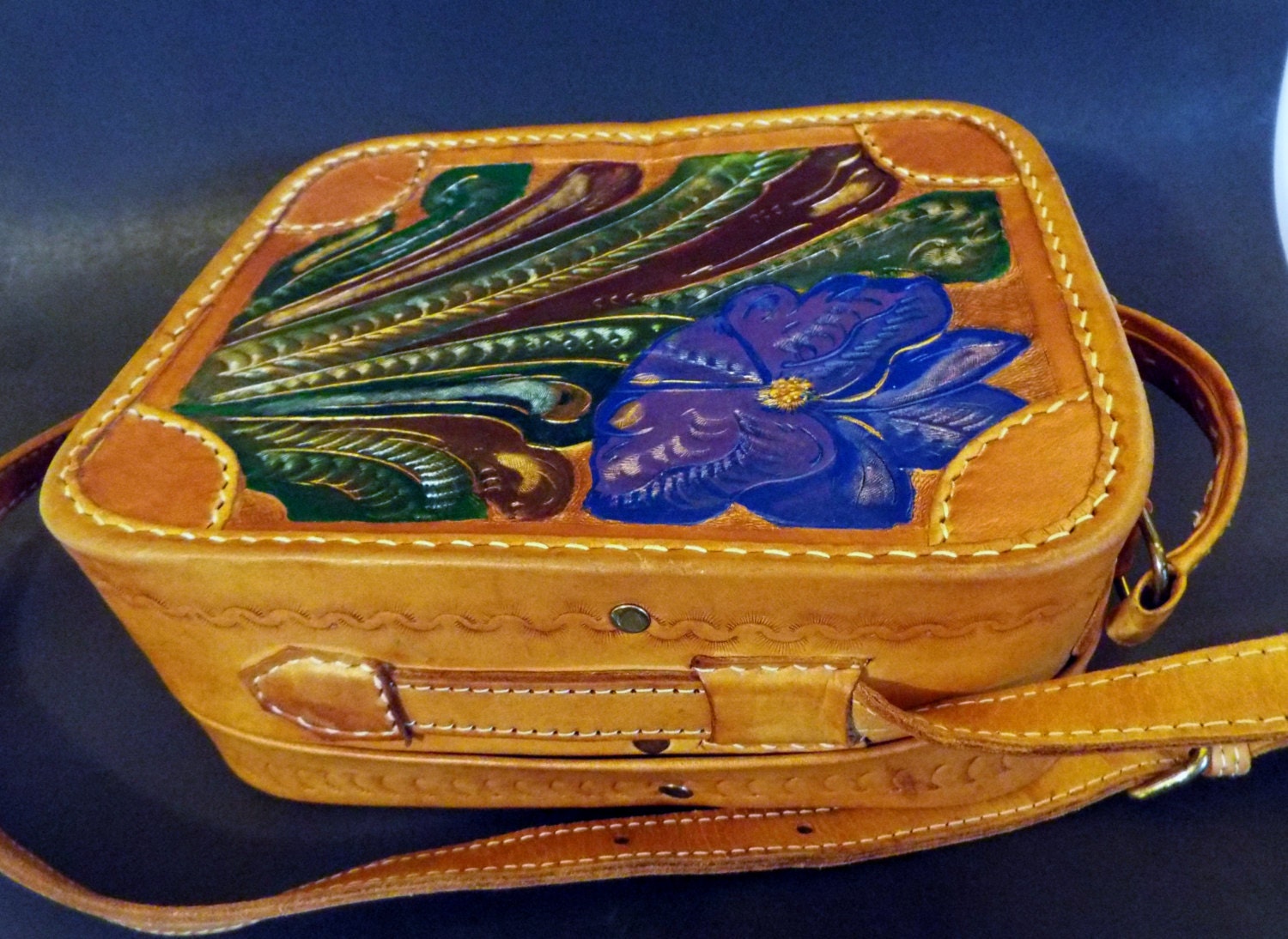 Hand Painted Tooled Leather Purse by JJHandPaintedLeather on Etsy
