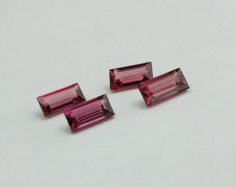 AAA Natural Rhodolite Pink Red Garnet Faceted Emerald Cut Rectangle Baguettes Parcel Free Ship GR1C4F0001