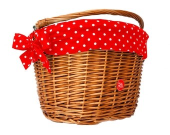 Bicycle Basket Liner, Bike Belle Polka Red