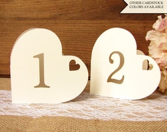 Heart table numbers - Table numbers wedding - Romantic table numbers - Wedding table numbers - Table numbers - Valentines day wedding