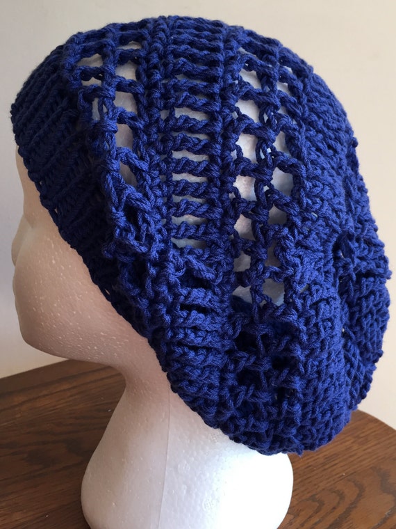 Download Items similar to Lace Slouch Hat in Blue, Red or Gray - Crochet Slouchy Beanie - Lightweight ...