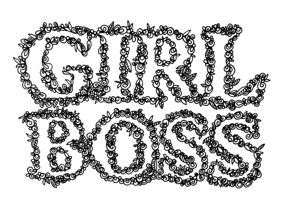 Girl Boss Hand Lettered Typography Coloring Page