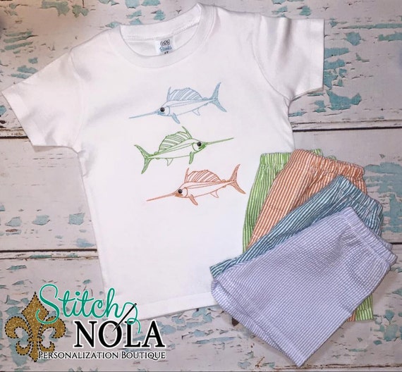 Swordfish Shirt & Seersucker Shorts Set