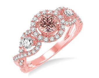18K White Gold Plated Pae Encompassed With Loe Morganite Created Necklace