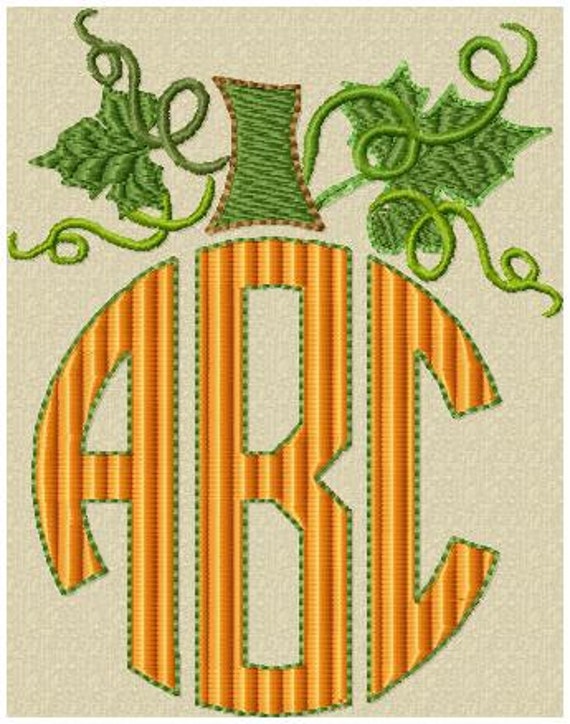 Machine Embroidery Design Pumpkin Monogram by BlingSassSparkle