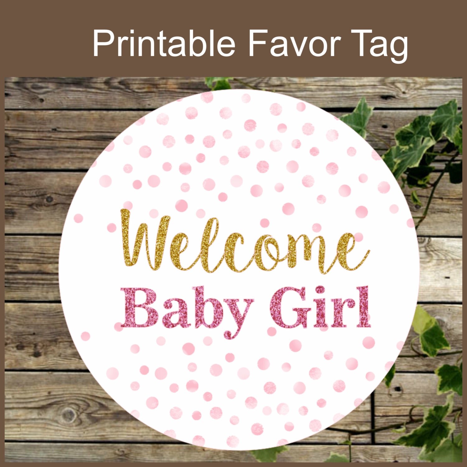 Pink And Gold Baby Shower Printable Favor Tag Glitter Baby