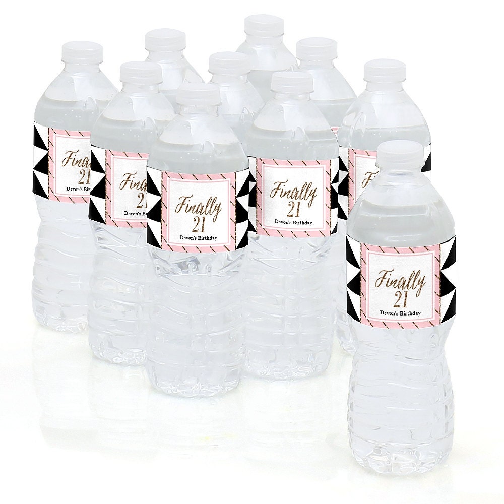 21st birthday water bottle sticker labels personalized