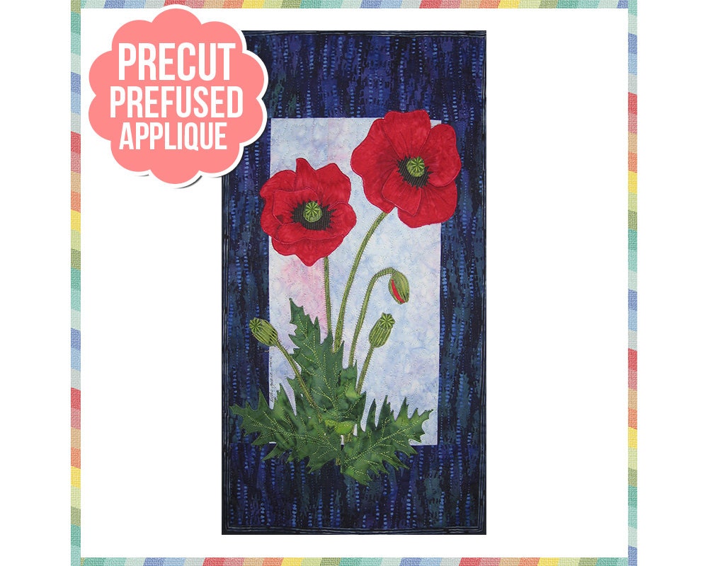 Poppies Laser Cut Pre Fused Applique Quilt Kit