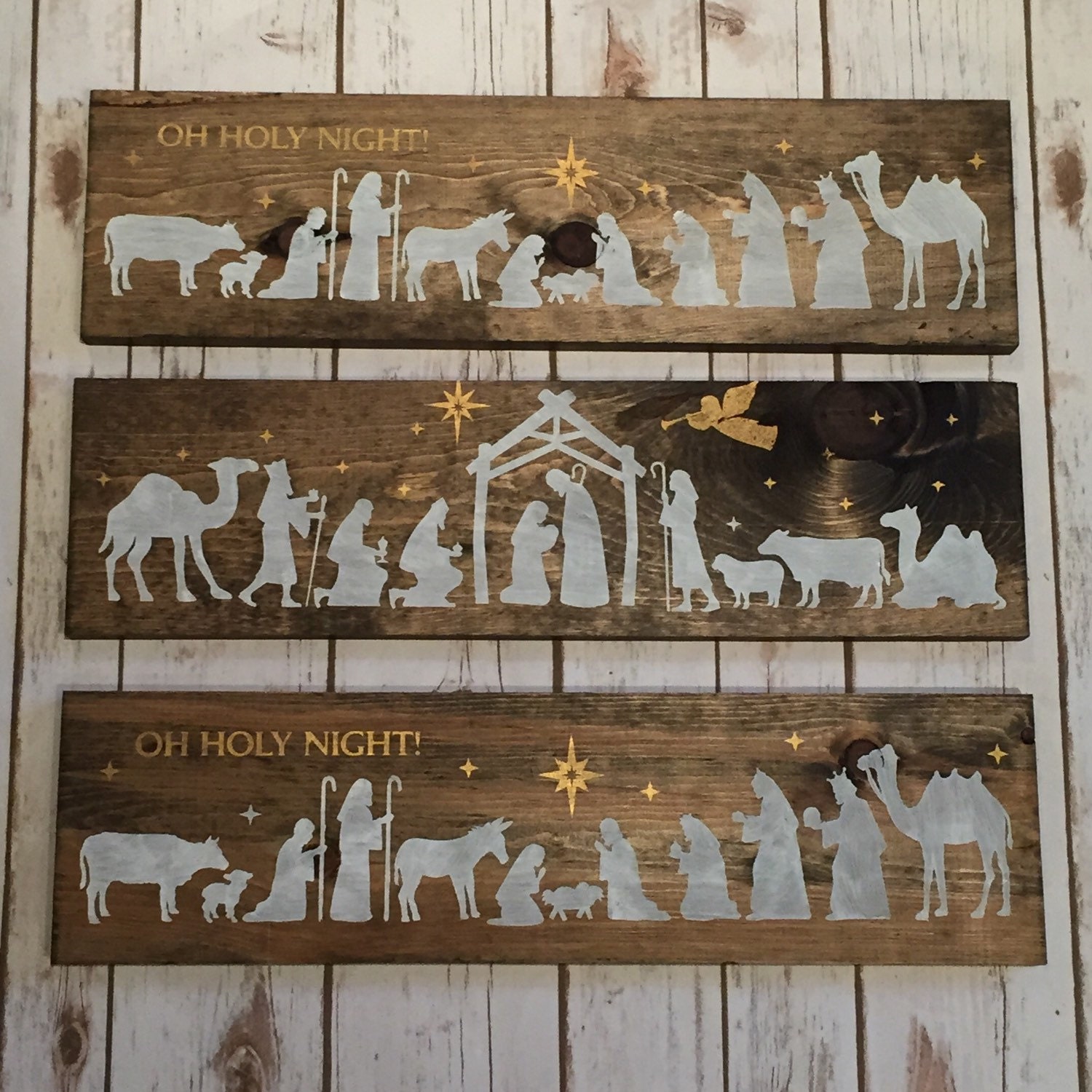 Nativity Scene religious sign holiday sign rustic christmas