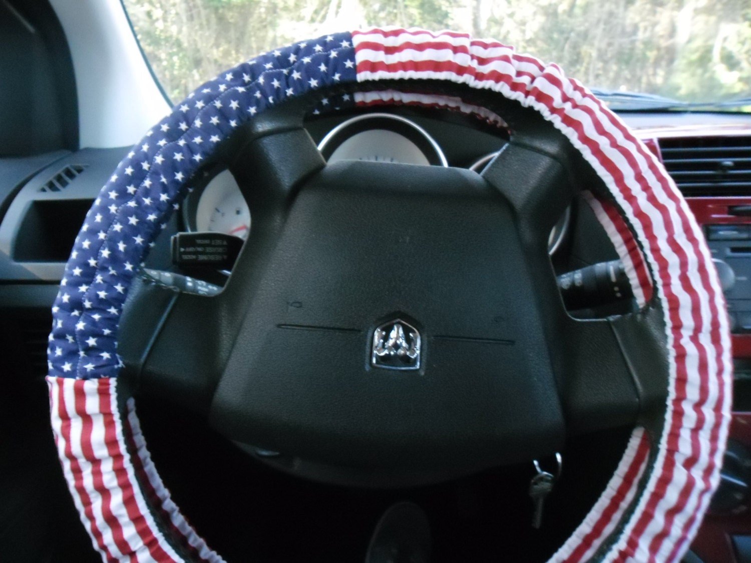 American flag red white and blue steering wheel cover