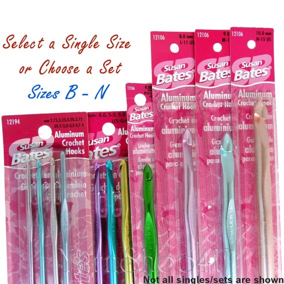 Susan Bates Crochet Hooks Sizes B C D E F G H I J K by
