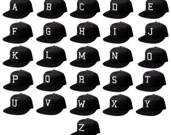 New 3D Flat Bill Snapback Black Cap Hip Hop Heart Baseball Cap Hat Letters Alphabet A-Z