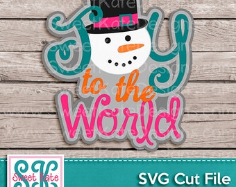 Joy to the World with Snowman SVG JPG PNG {Scrapbook Die Cut Heat Transfer Vinyl Cut} Cricut svg Silhouette svg Snowman svg Instant Download