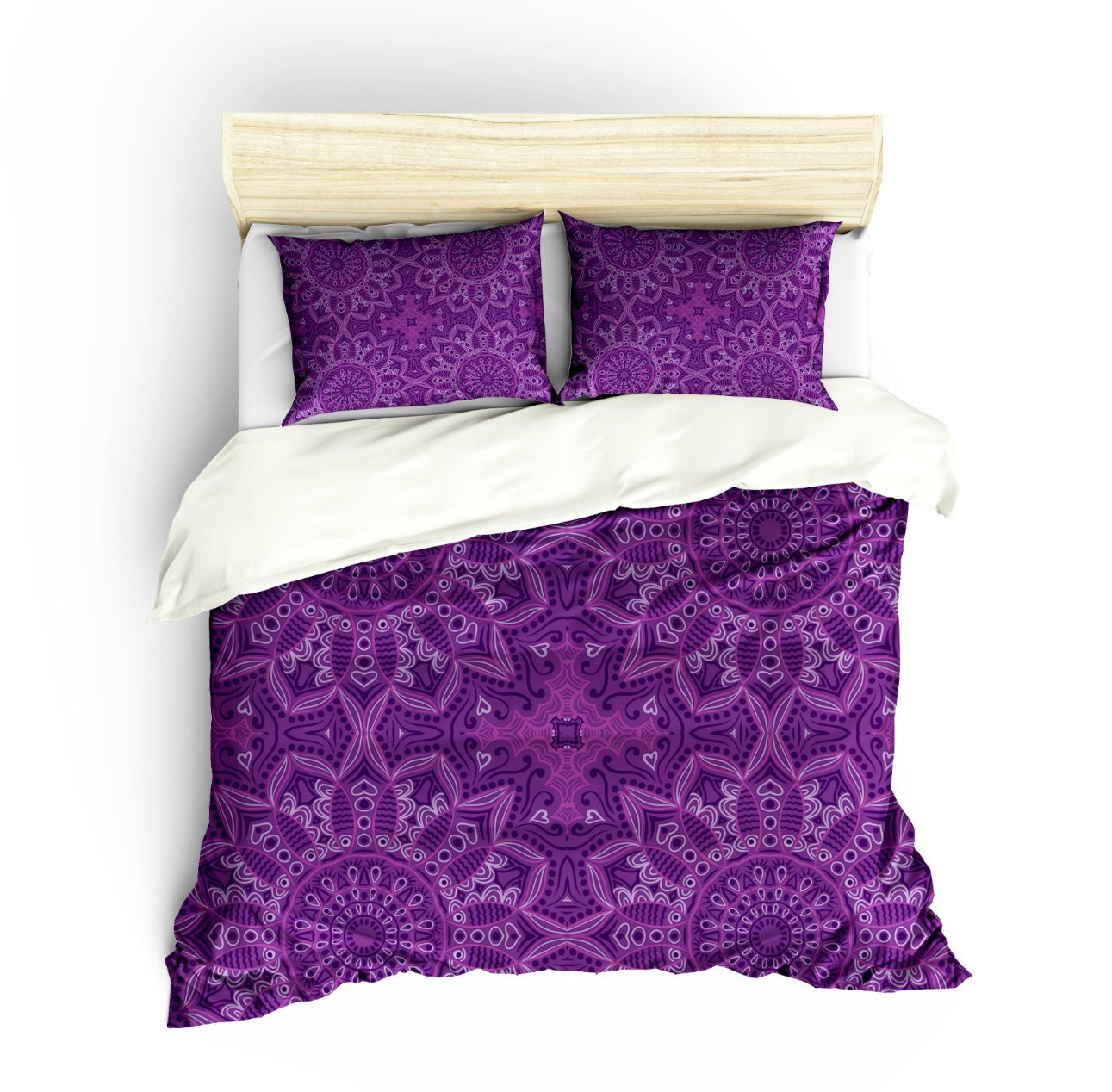 Boho Chic Bedding Duvet Cover Set Comforter Cover Purple