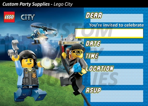 Lego City Party Invitations 8