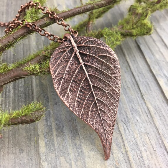 OOAK Copper Leaf Necklace Made with Real Leaf Handcrafted