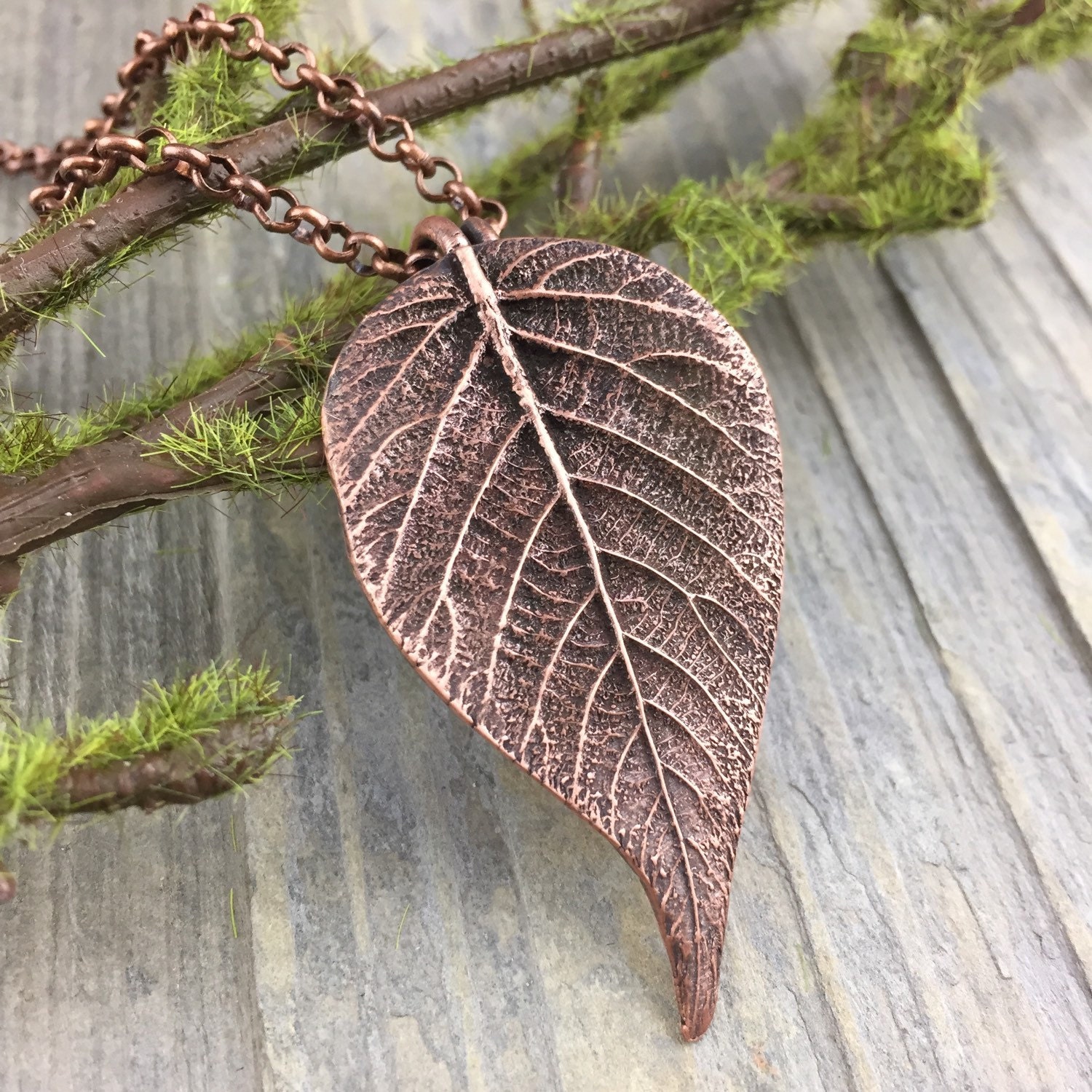 OOAK Copper Leaf Necklace Made with Real Leaf Handcrafted