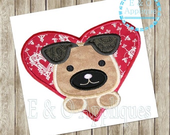 Puppy Heart Applique Design - Puppy Love Applique Design - Valentine Applique Design - Puppy Applique Design