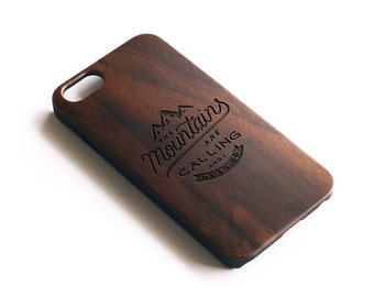 iPhone 7 Case,Gift For Men,iPhone 7 Plus Case,Wooden iPhone 6 Case,Mountain iPhone Case,The Mountains Are Calling And I Must Go, Walnut Wood