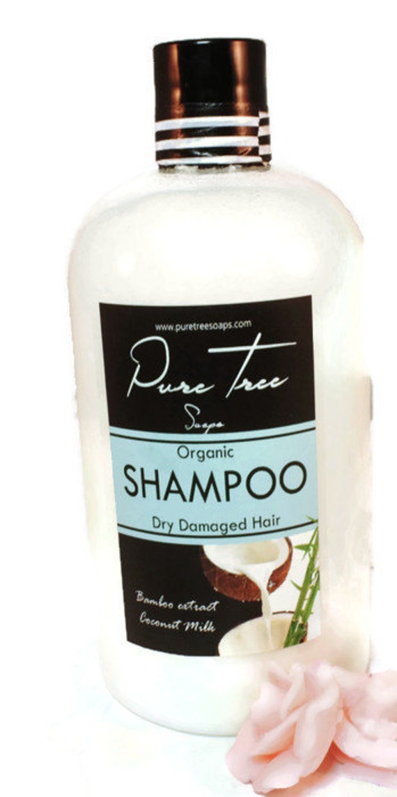 Shampoo all organic for dry damaged hair made by PureTreeSoaps
