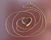 14k Gold Open Heart With A New 14k Gold Chain 16" - 1.08g