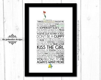 The Little Mermaid - Disney Typography Print - Quotes & Lyrics - PRINT