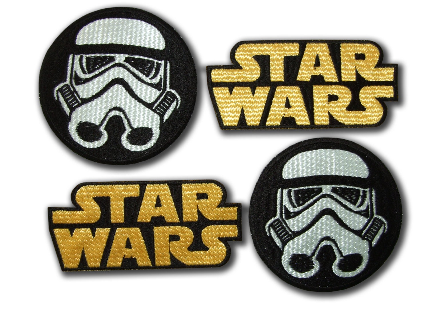 Star Wars and Storm Trooper large Iron on patch set Gold