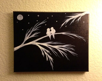 Black and white Acrylic painting canvas art Love by PreethiArt