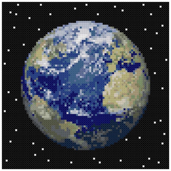 PDF Cross Stitch pattern 0053.Earth planet INSTANT