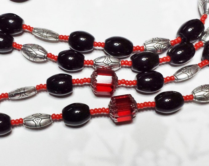 Red & Black Mans Rosary ~ Masculine Devotional Christmas Gift ~ Gift For Elder, Prayer Warrior, Sobriety Gift or Military Homecoming