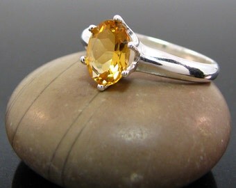 citrine ring, Citrine Ring Silver size 3 4 5 6 7 8 9 10 11 12 13 sterling silver ring November Birthstone Ring genuine citrine emerald
