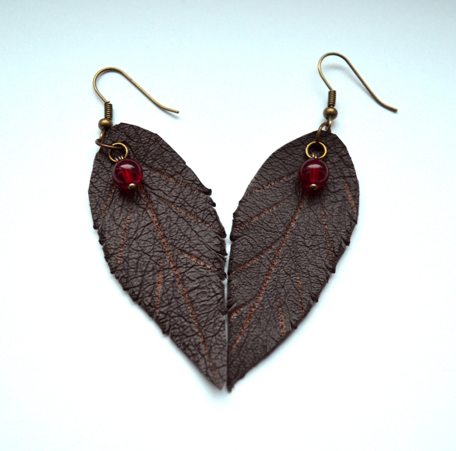 leaves earrings leather leaf earrings long leaves dangle