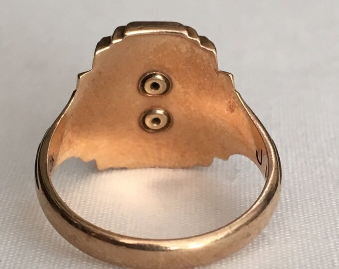 Storewide 25% Off SALE Vintage 10k Gold Akron Ohio TerryBerry Designed 1955 Ladies Class Ring Featuring Mother Of Pearl Inlaid Face