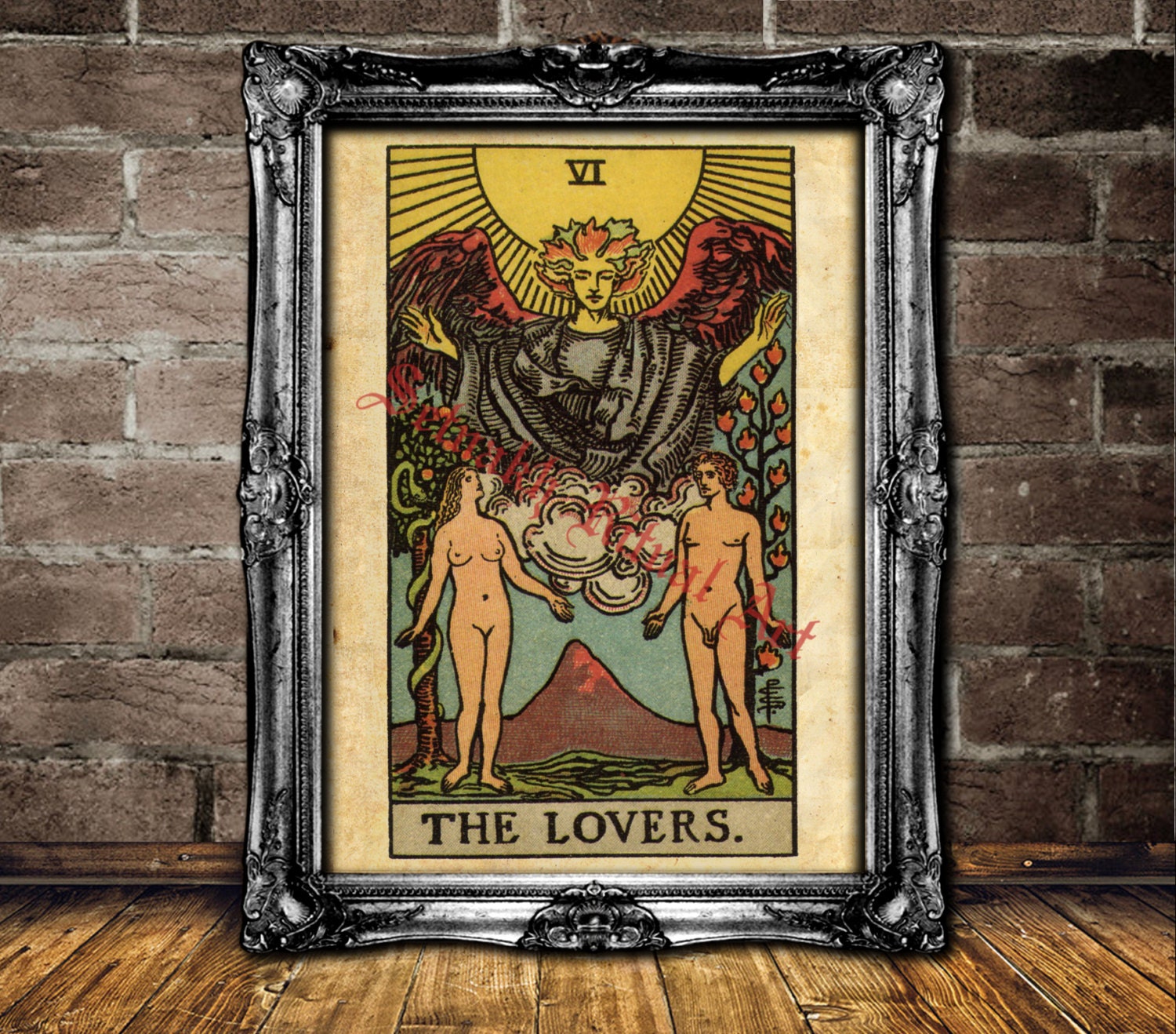 The Lovers Tarot card print magick witch fortune-teller