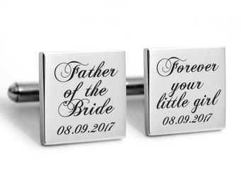 Stainless steel cuff links, engraved cufflinks, personalized quality metal cuff links, father of the bride cuff links