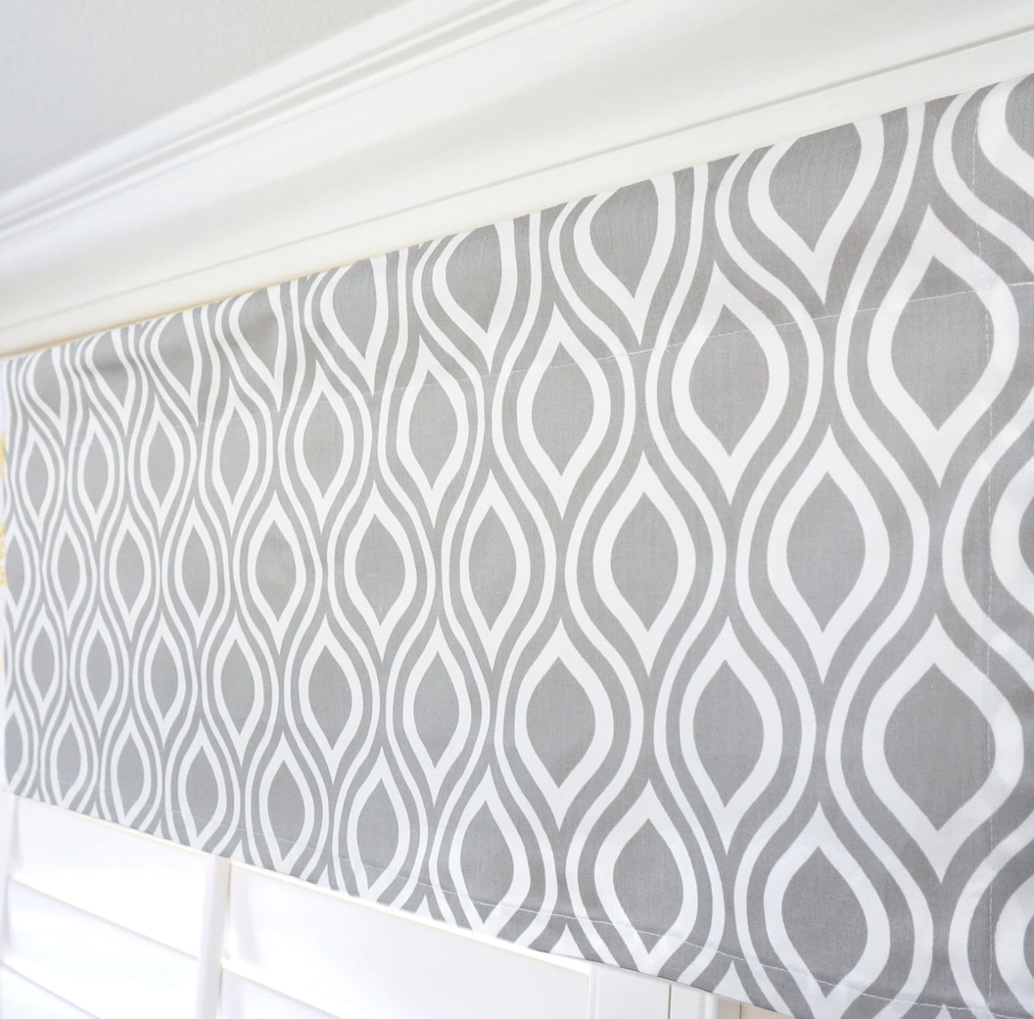 Grey Window Valance.Gray Curtain Valance.Gray White Modern