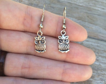 Simple Owl Earrings, Owl Earrings, Charm Earrings, Halloween Earrings