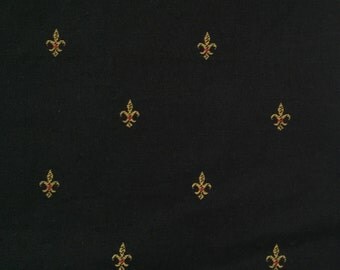 Black and Gold - Fleur de lis Fabric - Traditional Fabric - Upholstery Fabric By The Yard