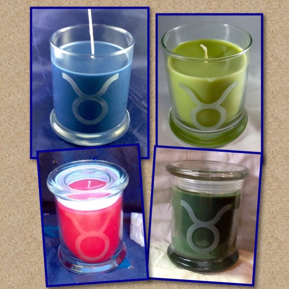 Taurus Candle Zodiac Glyph Etched Choose Color by StarFlameCandles