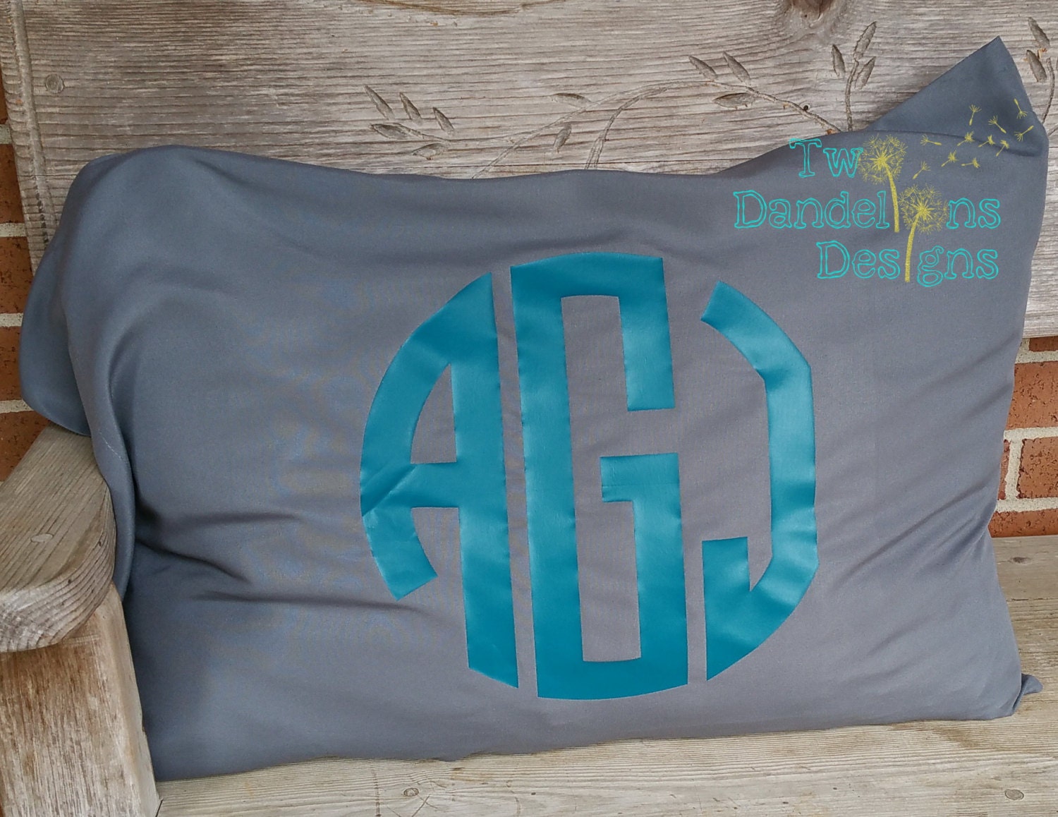 GREY Monogram Pillow Case with your choice by TwoDandelionsDesigns
