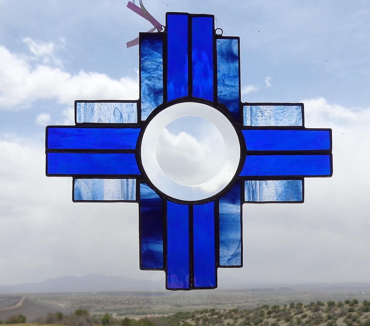 Stained Glass 8 Dia. Zia Symbols